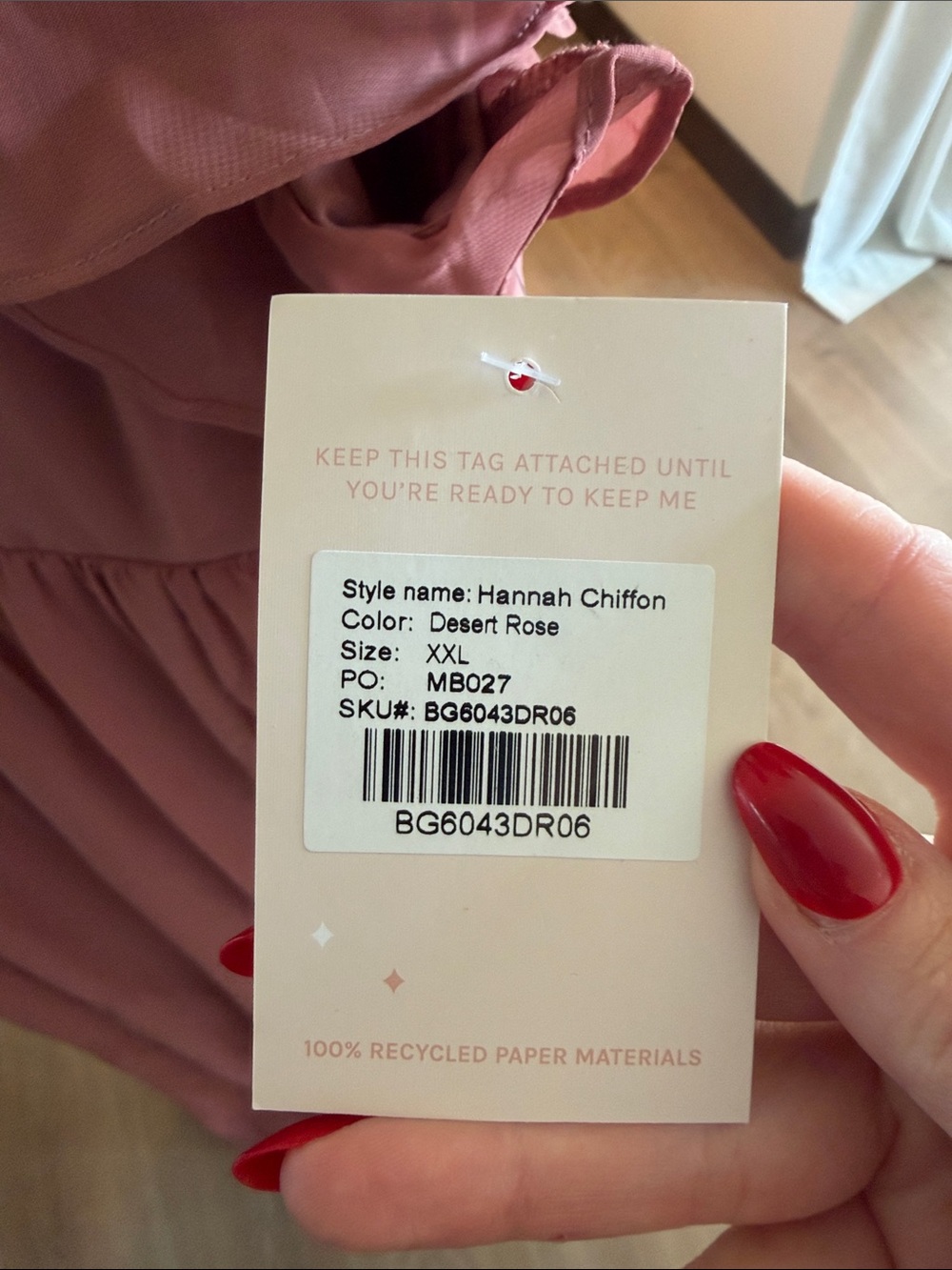 Floral-Sleeve V-Neck Maxi Dress in Dusty Rose - Picture 2 of 4